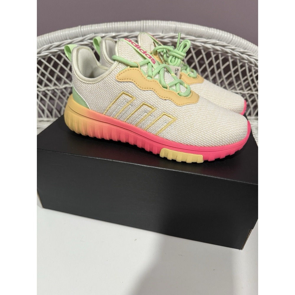 adidas Kaptir Flow 2.0 K Ivory Pink Yellow Mesh Lace-Up Sneaker Unisex Kids 3